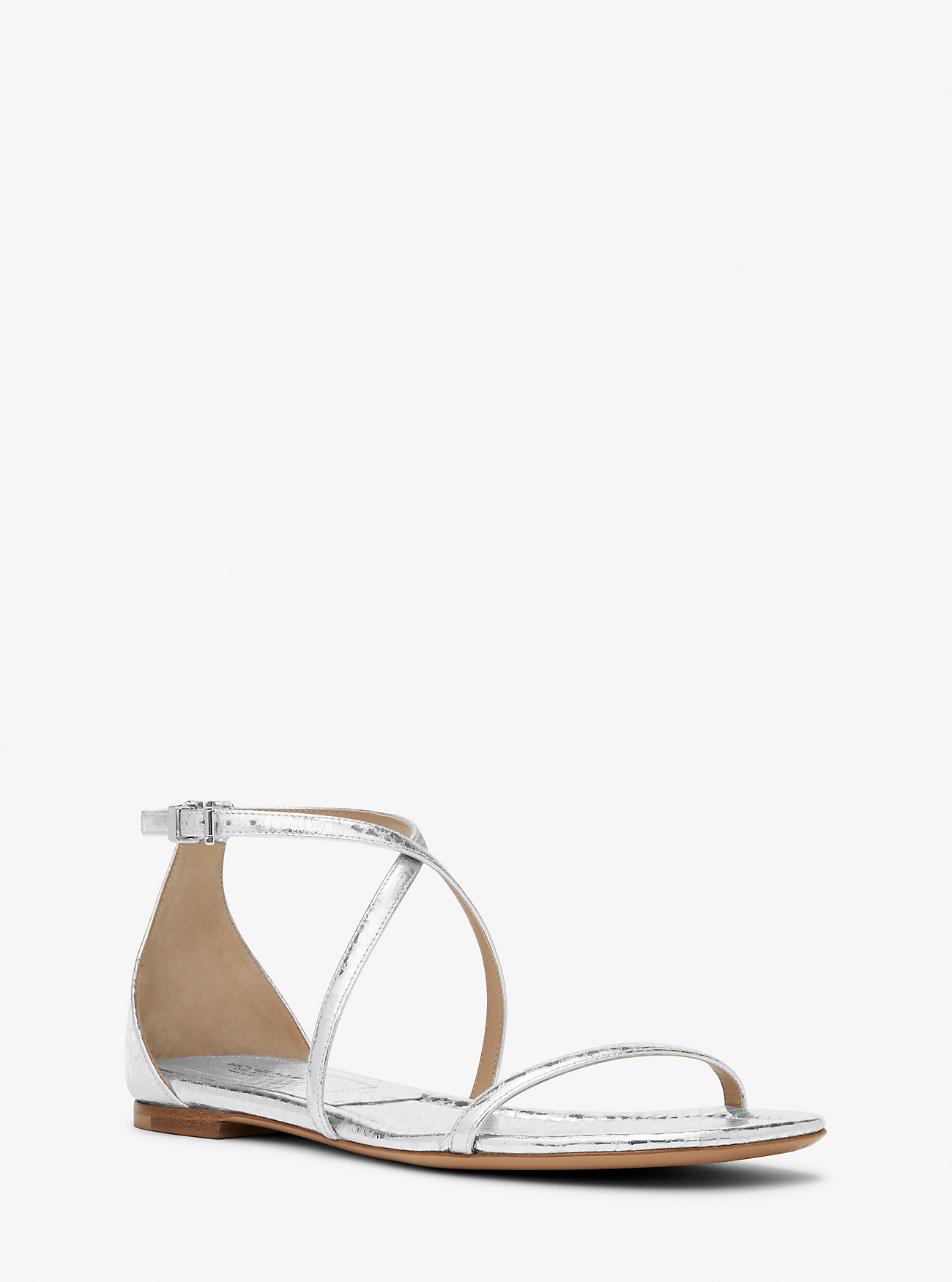 Polly Metallic Python Preget Skinnsandaler - SØLV