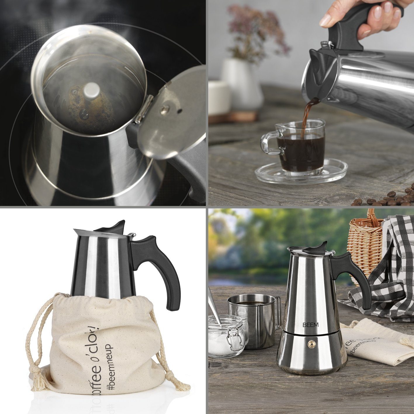 BEEM Espressokocher ESPRESSOMAKER - 6 Tassen - silber