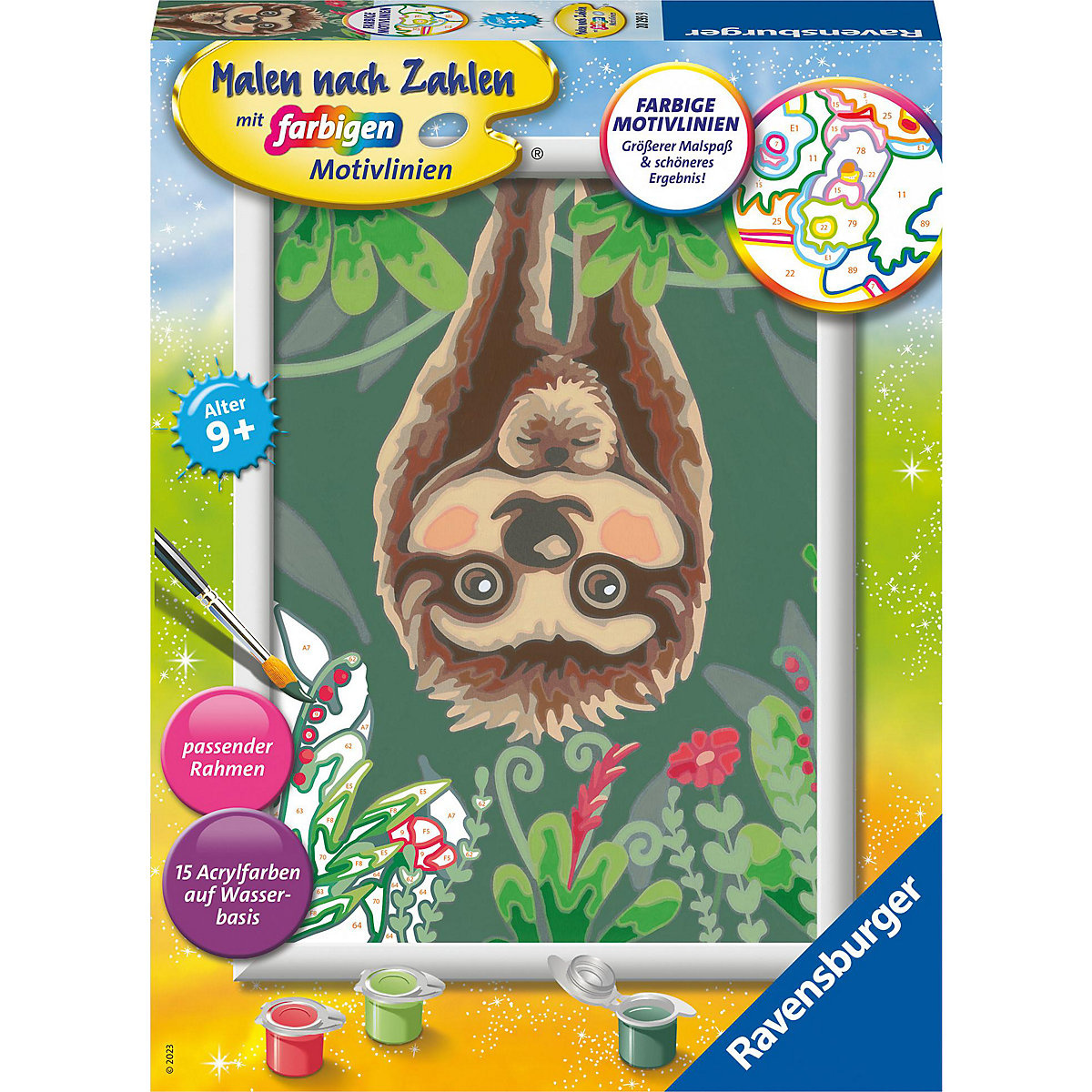 Ravensburger Malen nach Zahlen 20295 - Faultier-Liebe - Kinder ab 9 Jahren