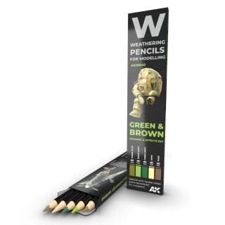 AK Green & Brown Shading & Effects Pencil Set (5)