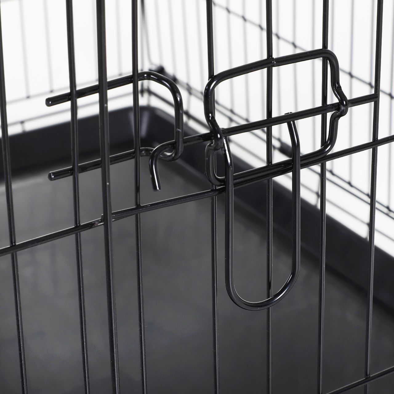 PawHut Hundekäfig Transportkäfig Drahtkäfig mit Gitter Schwarz 92 x 57 x 62,5 cm