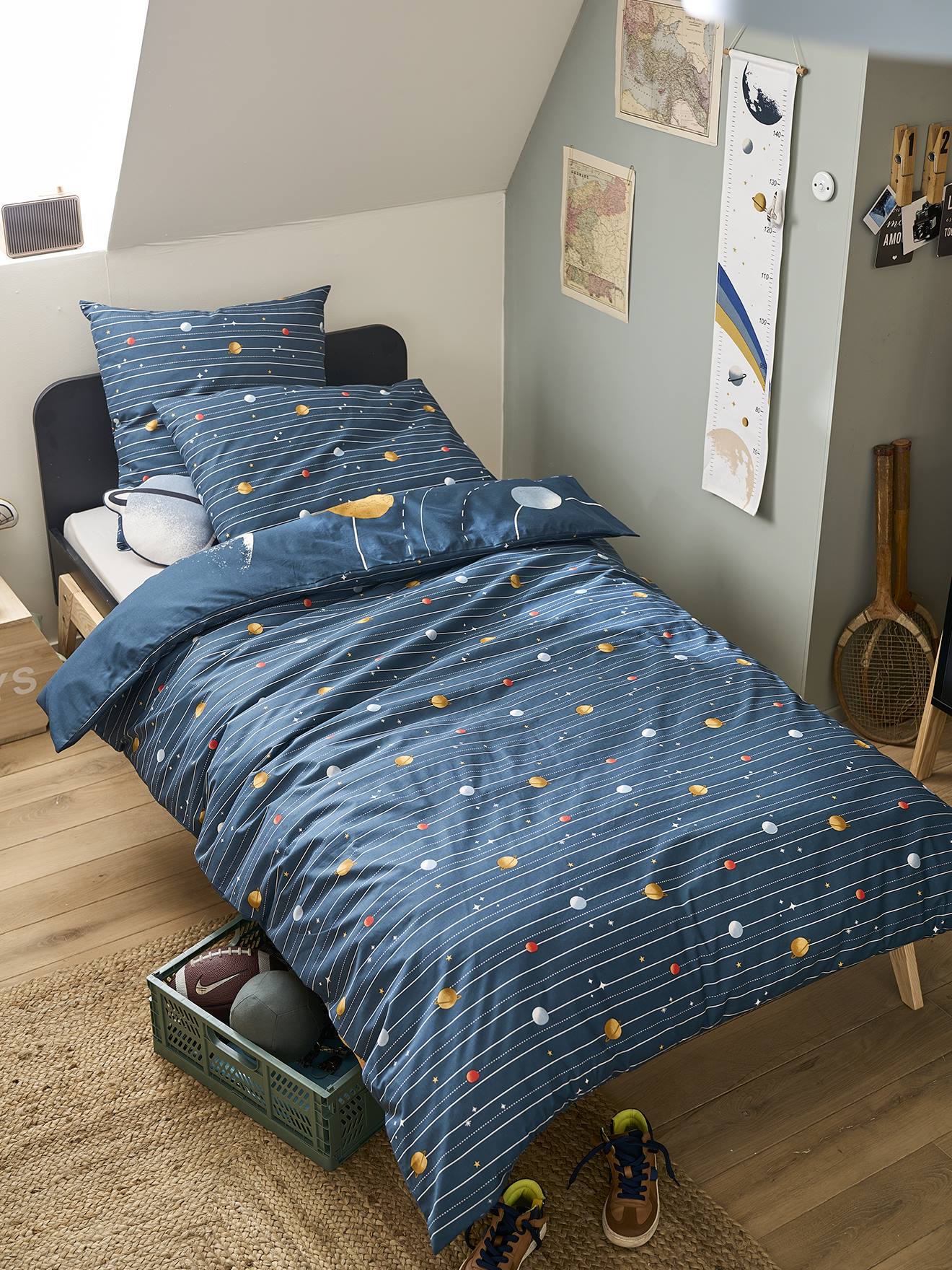 Parure enfant housse de couette + taie d'oreiller SPACE ADVENTURE multicolore