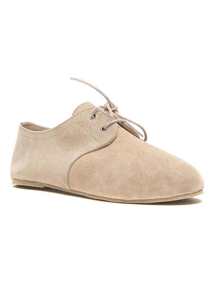 Comfortfusse Leder-Schnürschuhe in Beige günstig kaufen