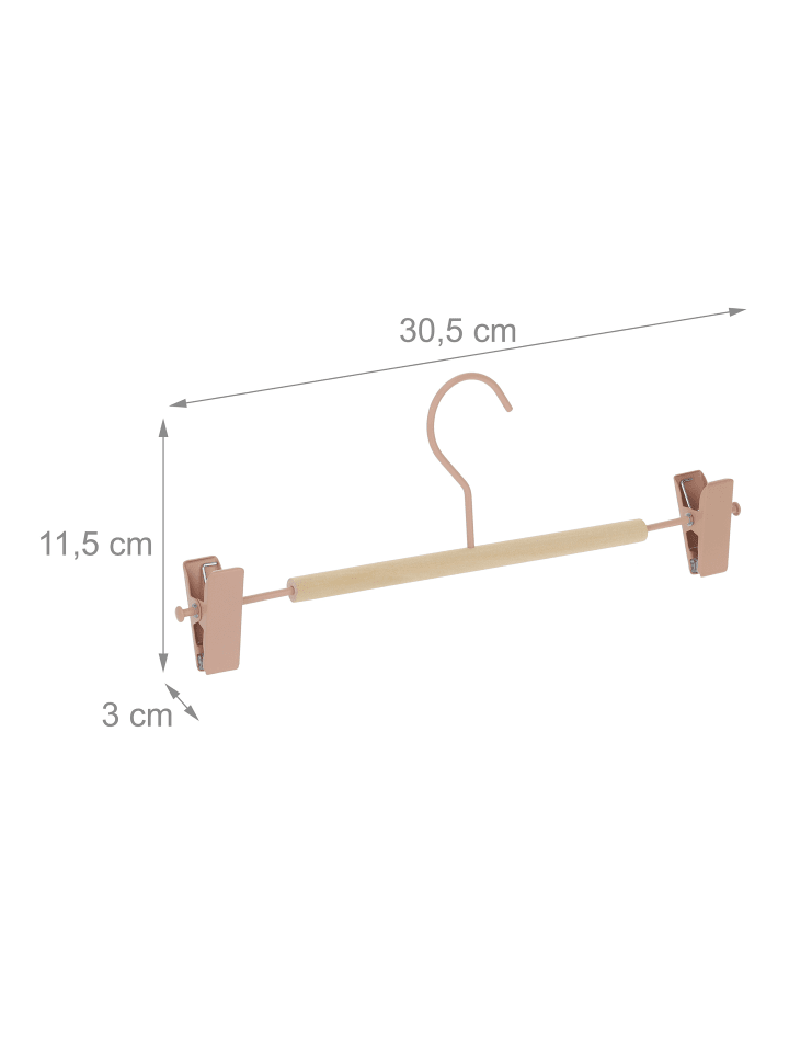 relaxdays 10x Hosenbügel in Rosa/ Natur - (B)30,5 x(H)11,5 x(T)3 günstig kaufen onesize