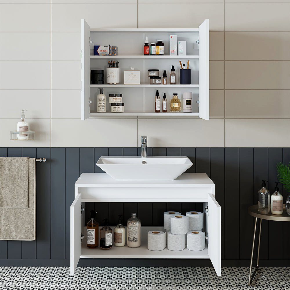 Roomart Badmöbel-Set, (Roomart Badmöbel Set Waschbecken mit Unterschrank 85cm,in 5 Farben)