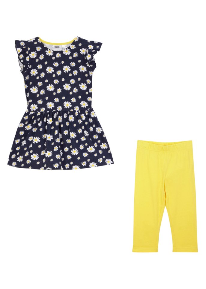 Mädchen Jerseykleid + ¾ Leggings (2tlg. Set)