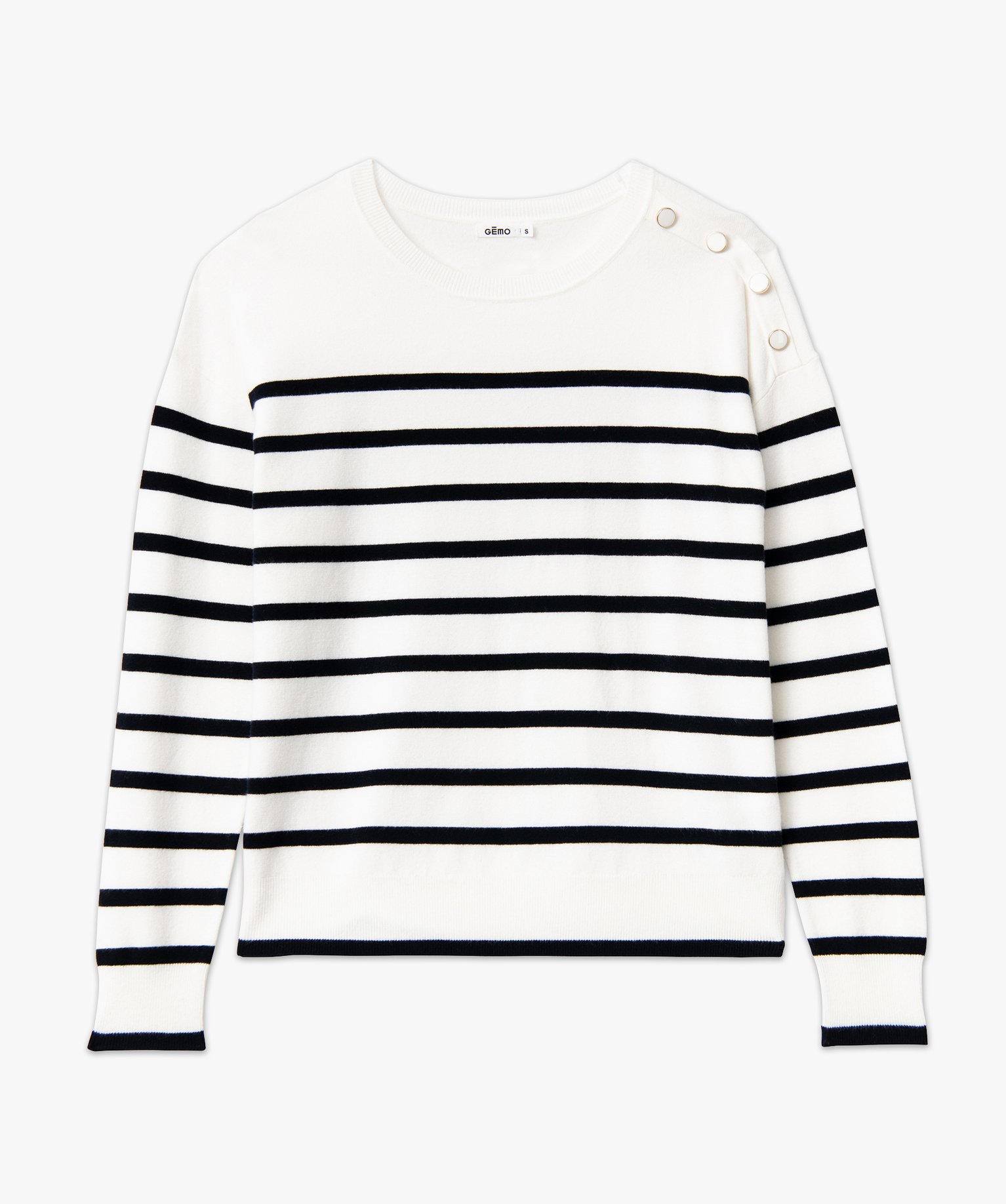 Pull rayé en maille fine avec col rond femme raye | GEMO
