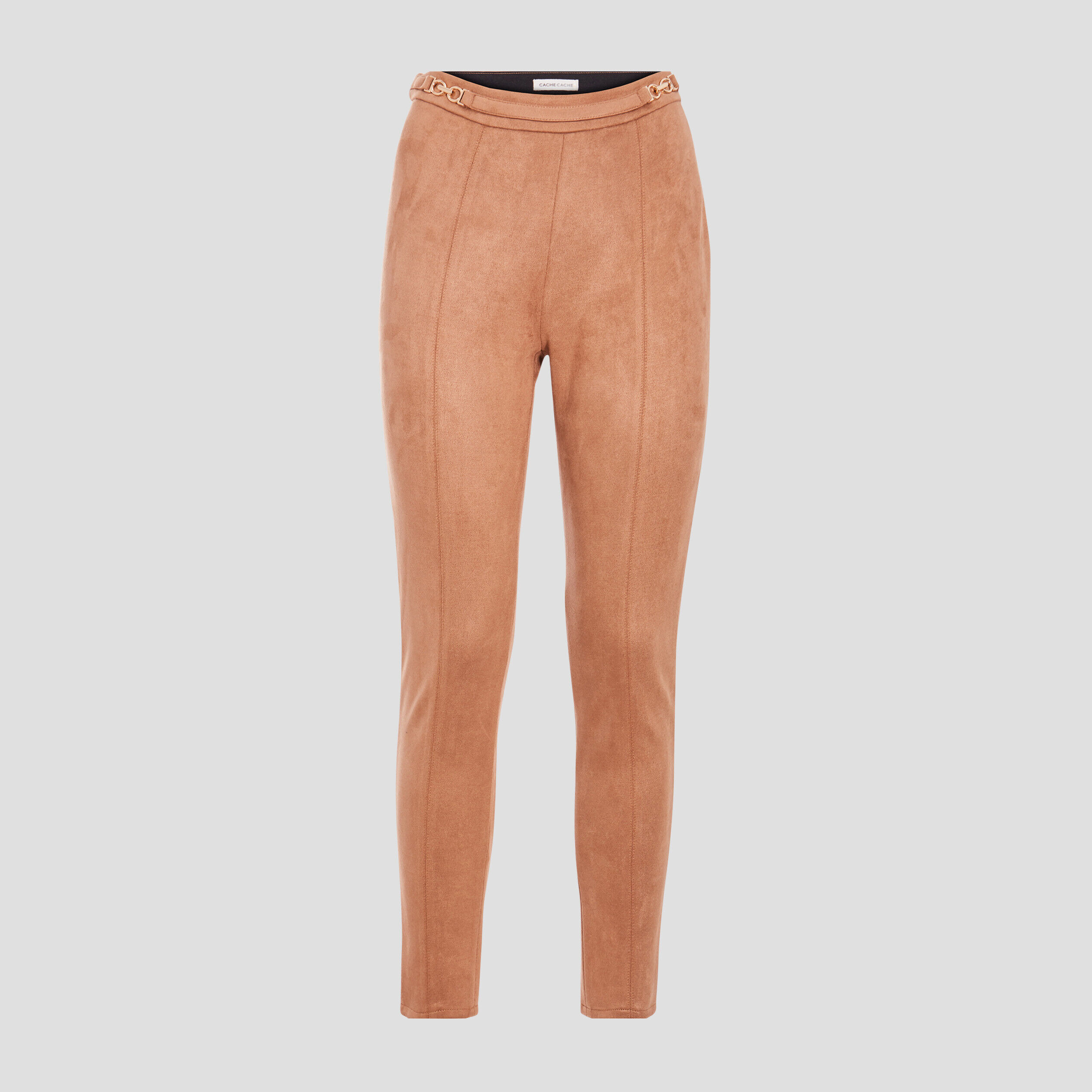 Pantalon legging suédine marron clair femme | Cache Cache