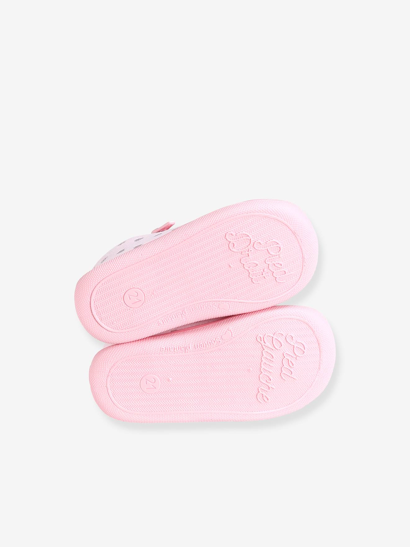 Chaussons zippés bébé fille fabriqués en France rose imprimé