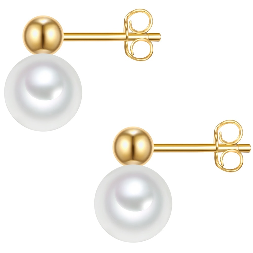 Valero Pearls Boucles doreilles Argent sterling Perle de culture d'eau douce en Or jaune Boucles d'oreilles