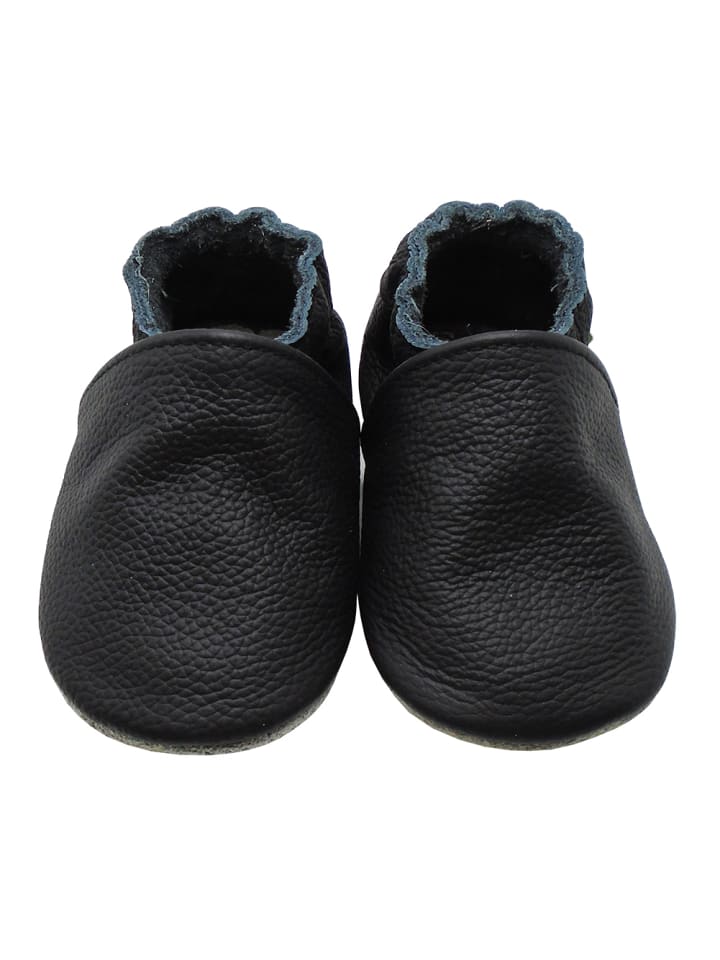 Yalion Leder-Krabbelschuhe in Schwarz günstig kaufen