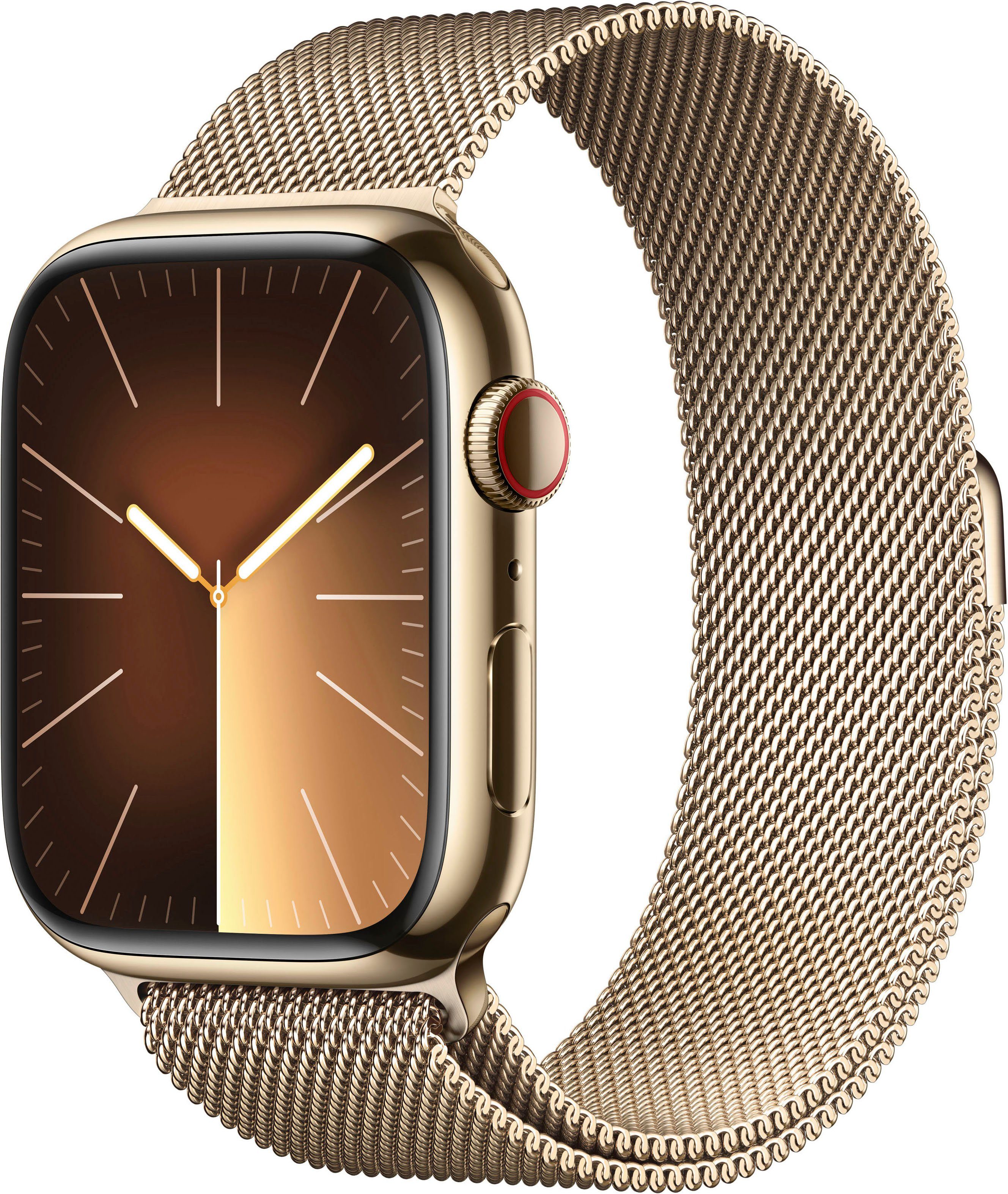 Apple Watch Series 9 GPS + Cellular Stainless Steel 45mm Smartwatch (4,5 cm/1,77 Zoll, Watch OS 10), Milanese Loop