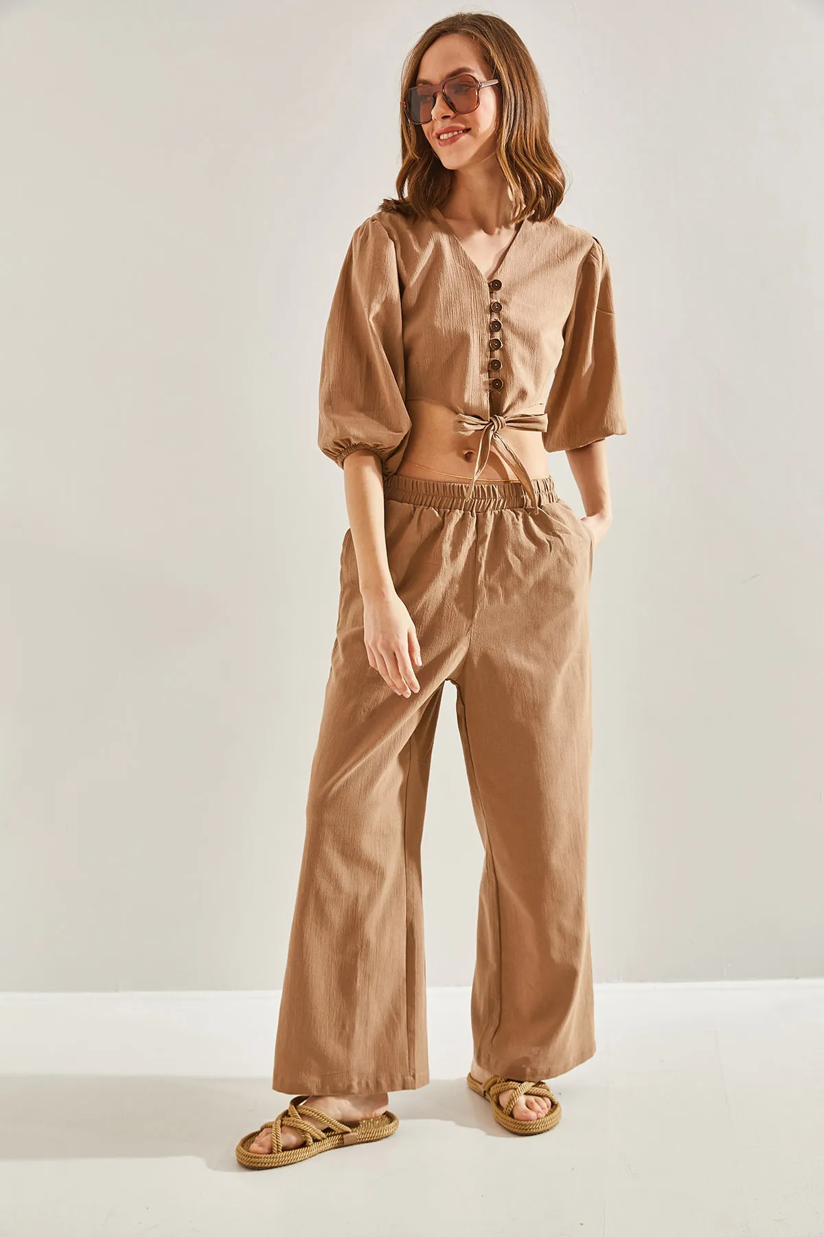 Bianco Lucci  Damen Set mit Weste und Unterteil zum Binden