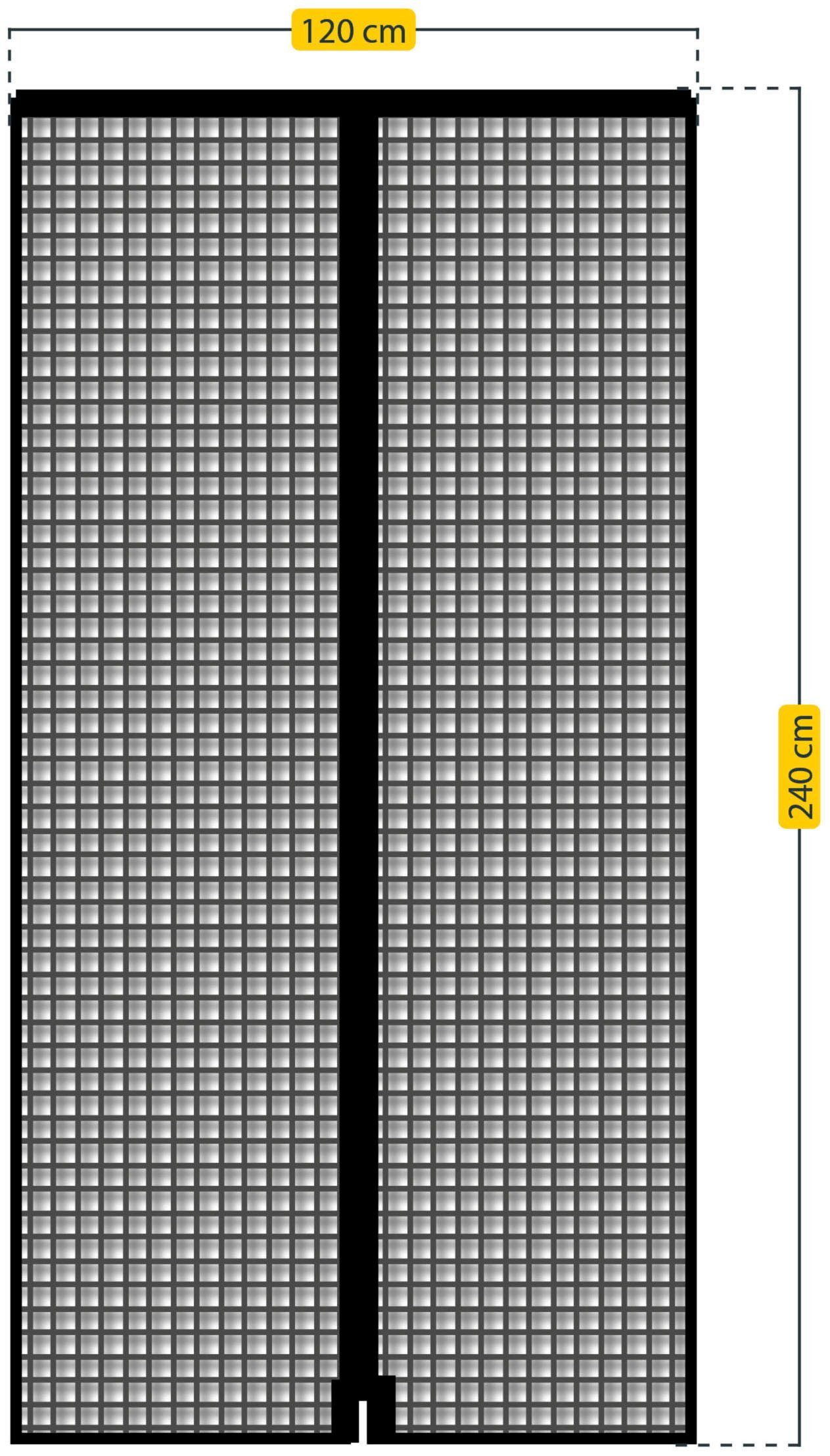 SCHELLENBERG Insektenschutz-Vorhang Magnetvorhang für Balkontür, Insektenschutz mit Magneten für Türen, 120 x 240 cm, anthrazit, 50643