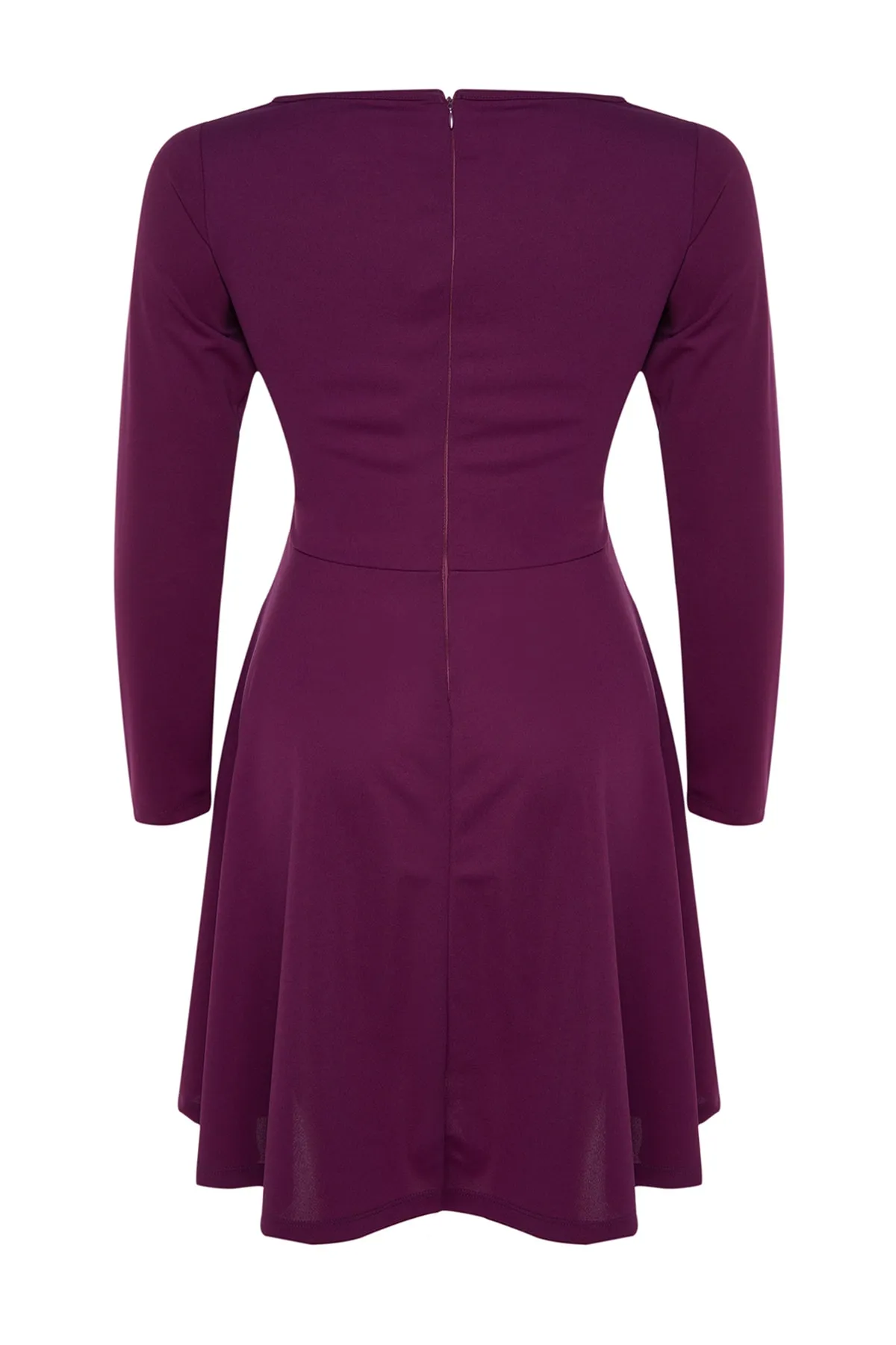 Trendyol Curve  Dunkelviolettes Mini-Strickkleid mit Taillenöffnung TBBAW24AH00061