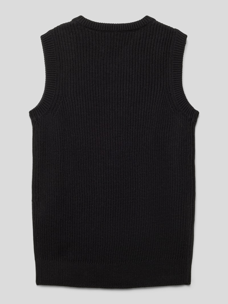 Strickpullunder mit V-Ausschnitt Modell 'JORRIB' in schwarz