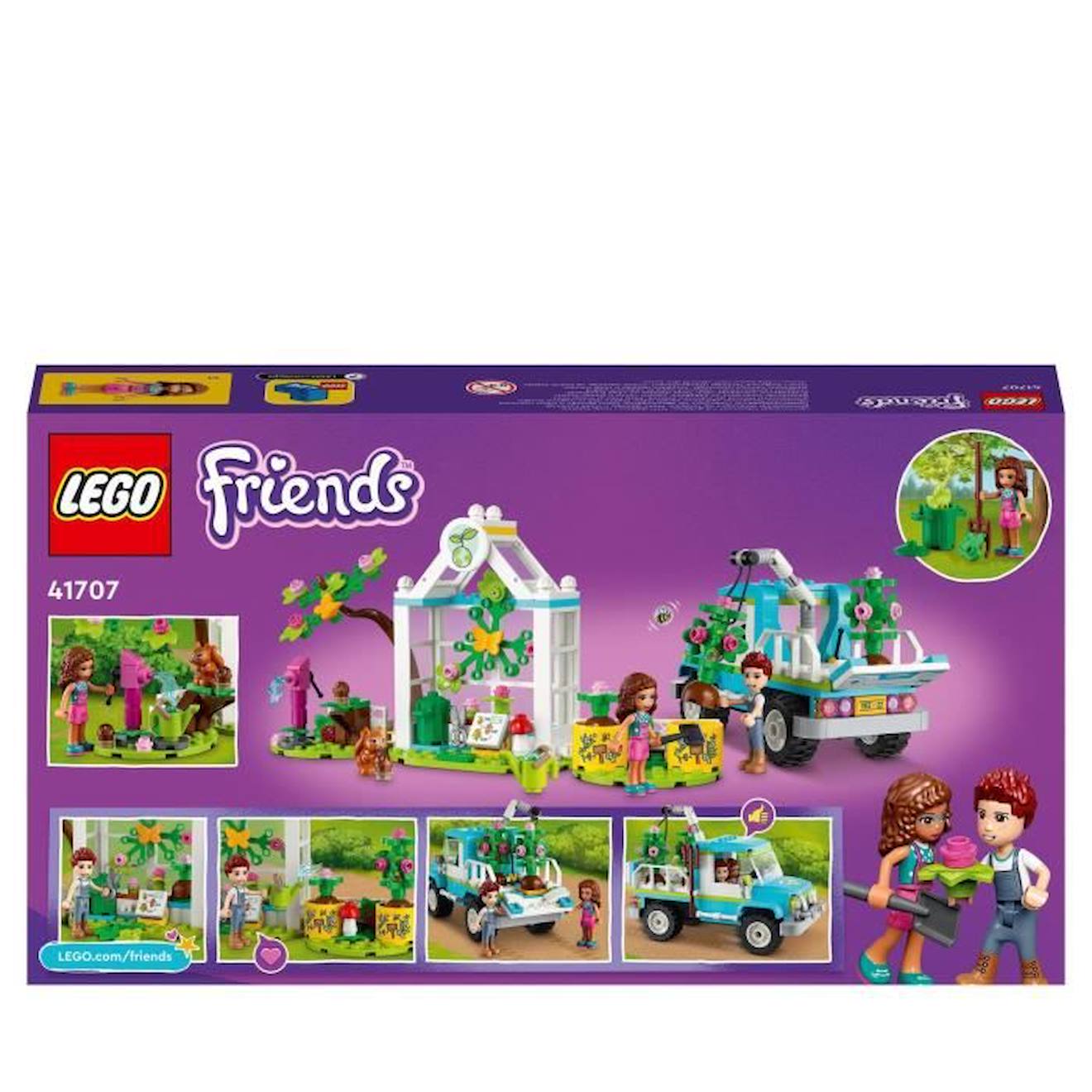 LEGO 41707 Friends Le Camion Planteur d’Arbres, Jouet, Jardinage Écologique, Camion Électrique, Filles et Garçons Dès 6 Ans bleu