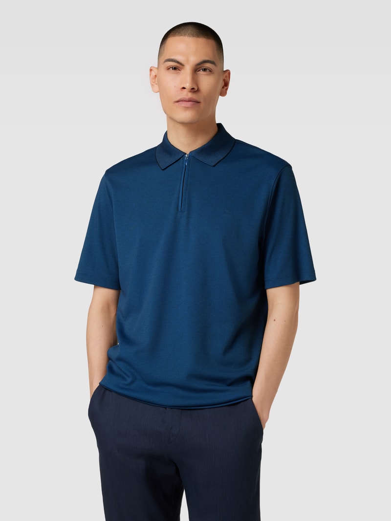 Poloshirt mit Reißverschluss in dunkelblau