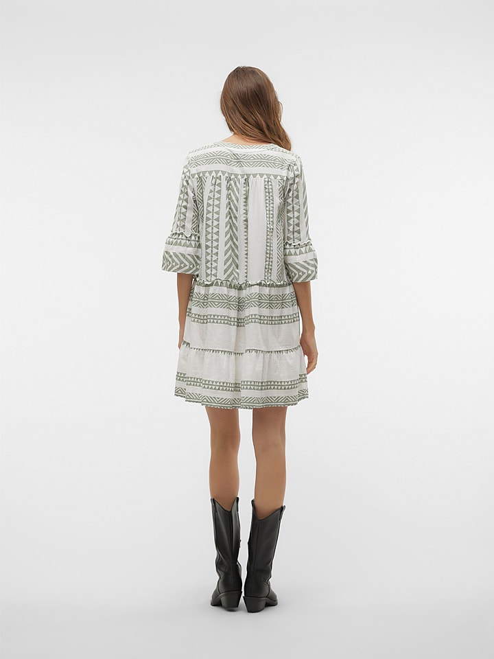Vero Moda Kleid in Weiß/ Grün günstig kaufen
