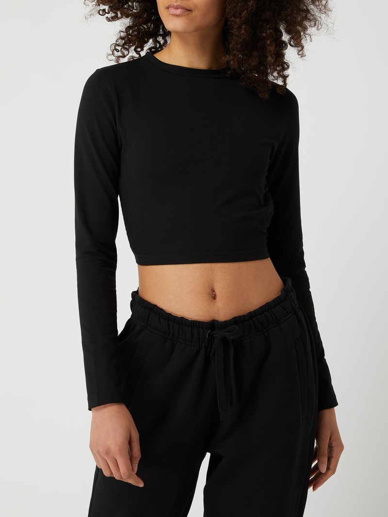 Cropped Longsleeve mit Schnürung  in schwarz