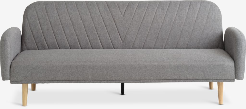 Sofa rozkładana PARADIS tkanina jasnoszara/kolor dębowy