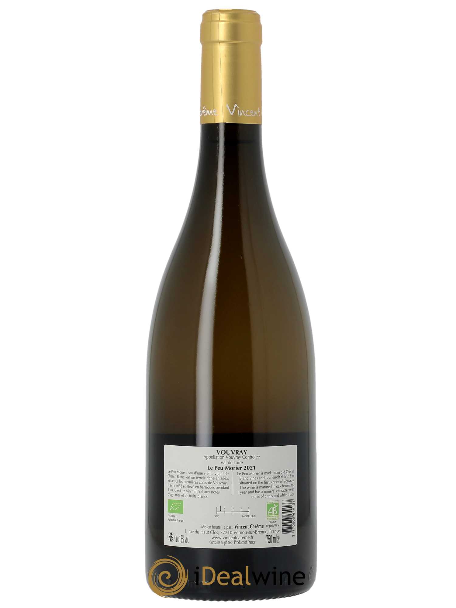 Vouvray Le Peu Morier Domaine Vincent Carême  2021 - Lot de 1 Bouteille