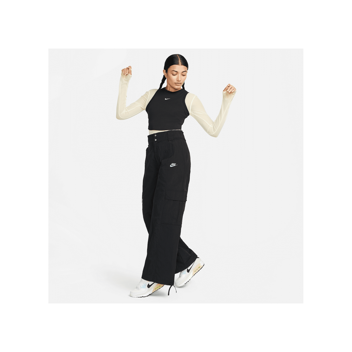 Nike Chill Knit Mini Rib Crop Tanktop Damen Schwarz F010