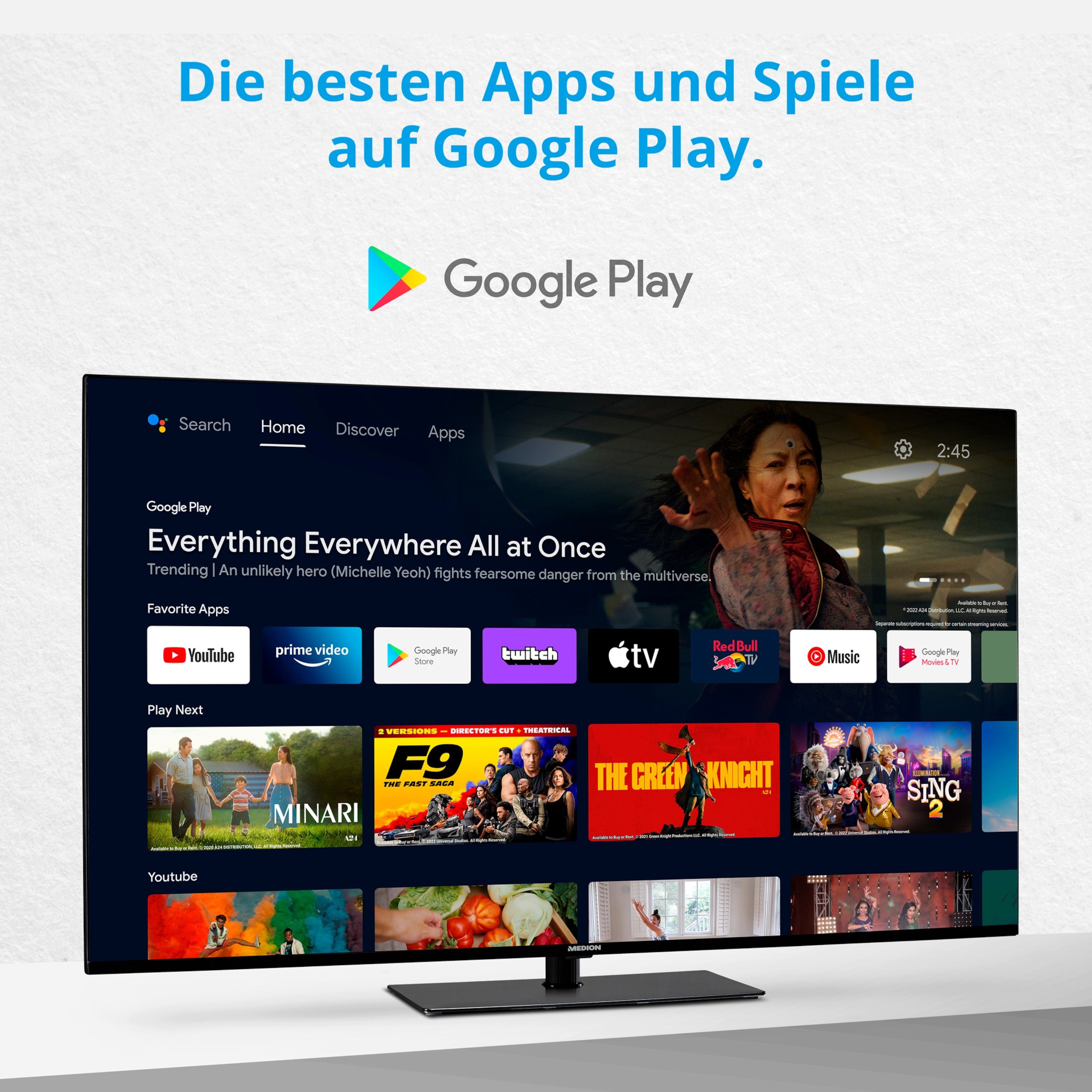 Medion® MD31477 LCD-LED Fernseher (127.5 cm/50.2 Zoll, 4K Ultra HD, Android TV, 60Hz, MD31477)