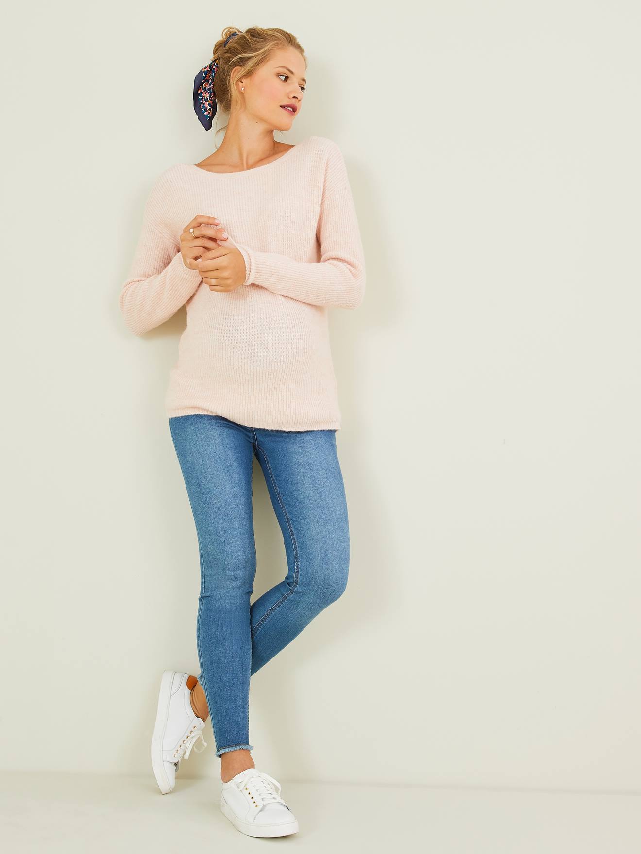 Jean skinny effiloché denim bleached
