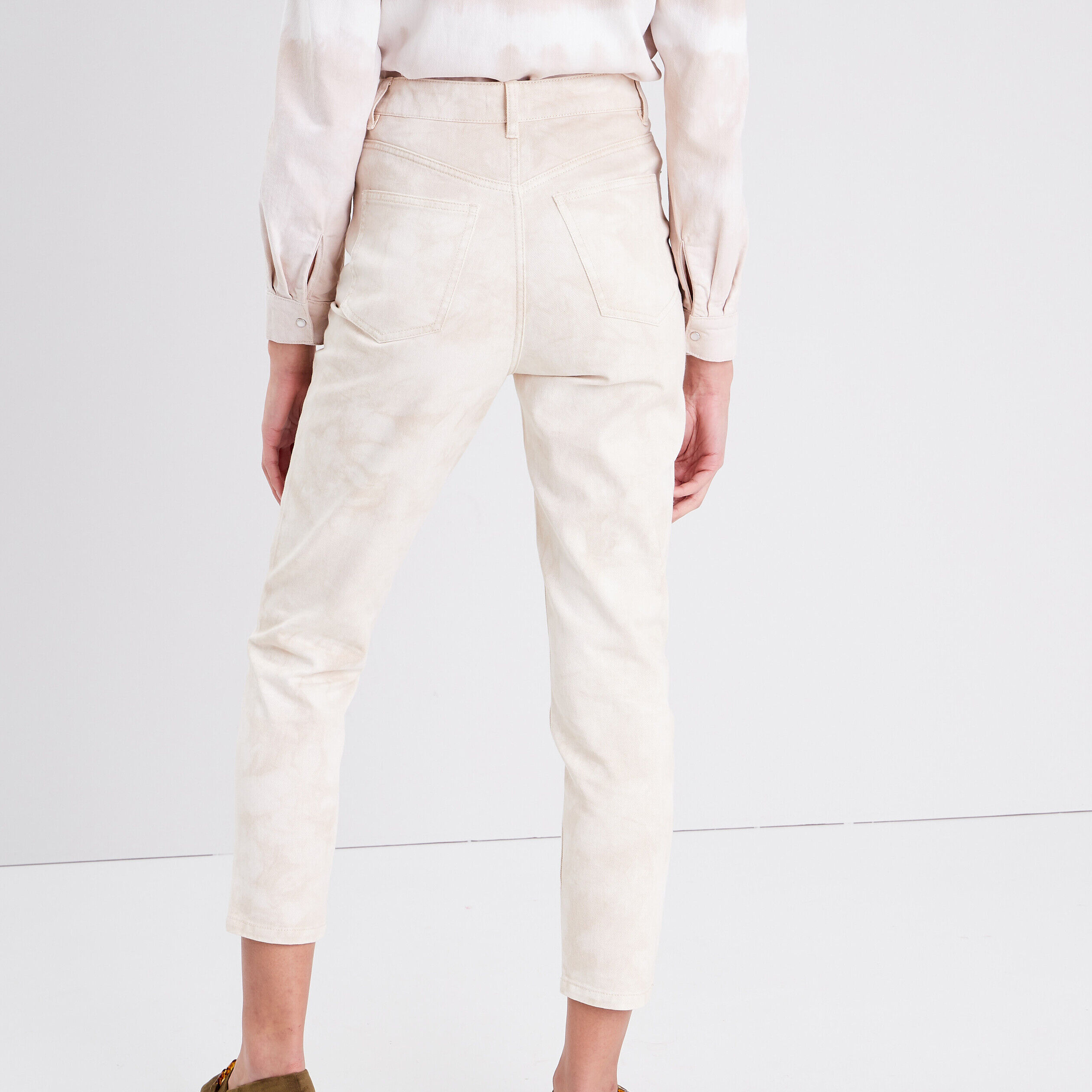 Jeans mom taille haute jaune clair femme | Cache Cache
