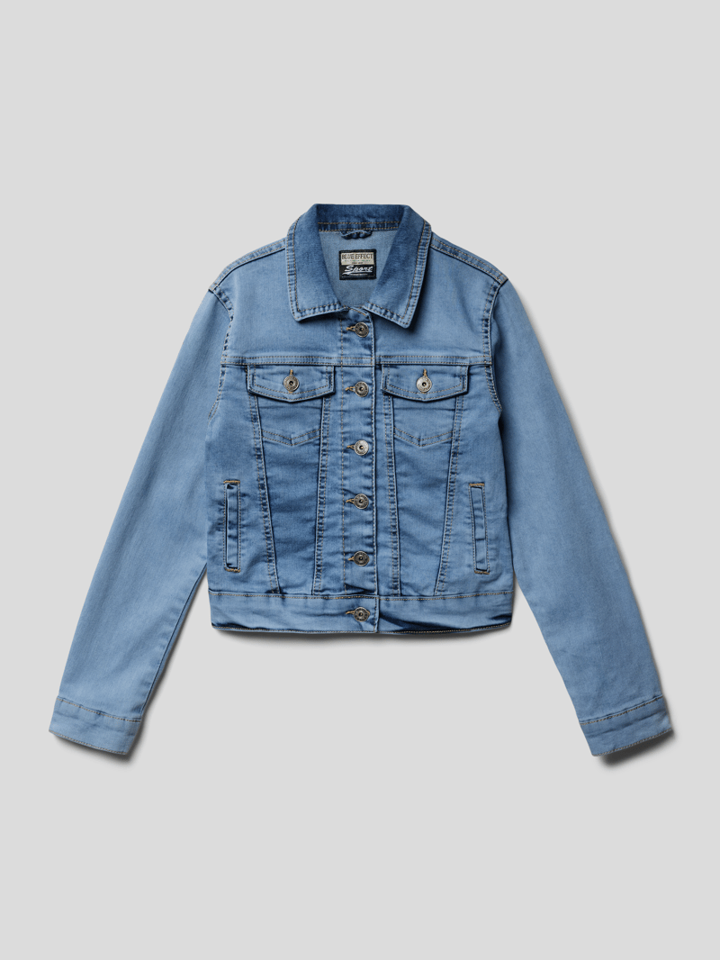 Jeansjacke mit Eingrifftaschen in hellblau