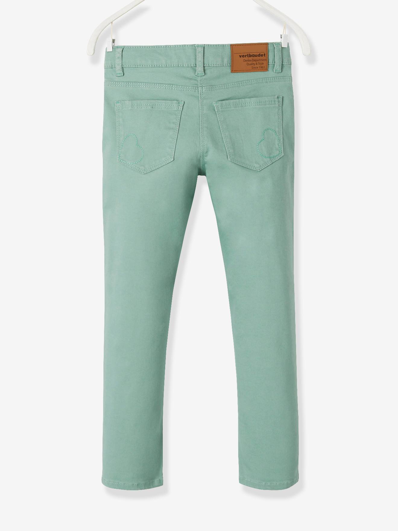 Pantalon slim fille Morphologik tour de hanches LARGE vert