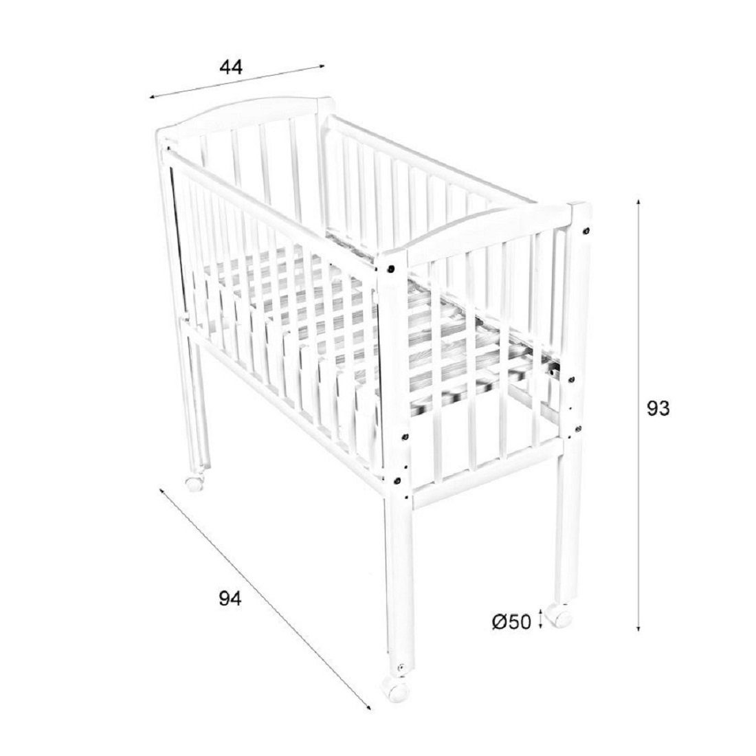 Babyhafen Beistellbett Stubenbett 3in1 Babybett mit Matratze Rollen, inkl. Matratze, Rollen