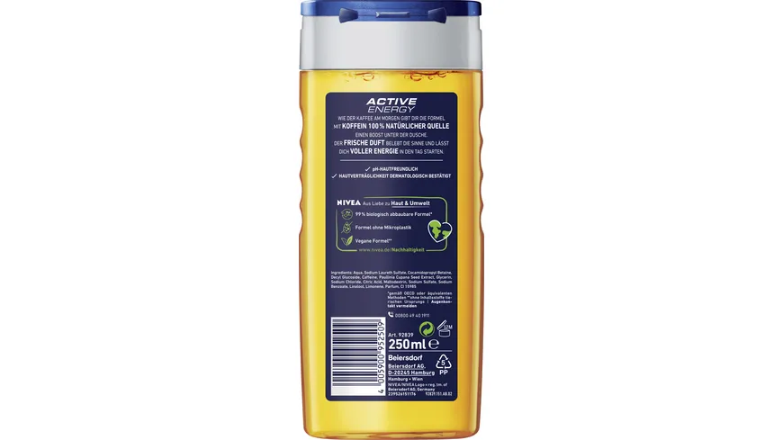 NIVEA MEN Duschgel Active Energy 24 H fresh effect 3 in 1 250 ml