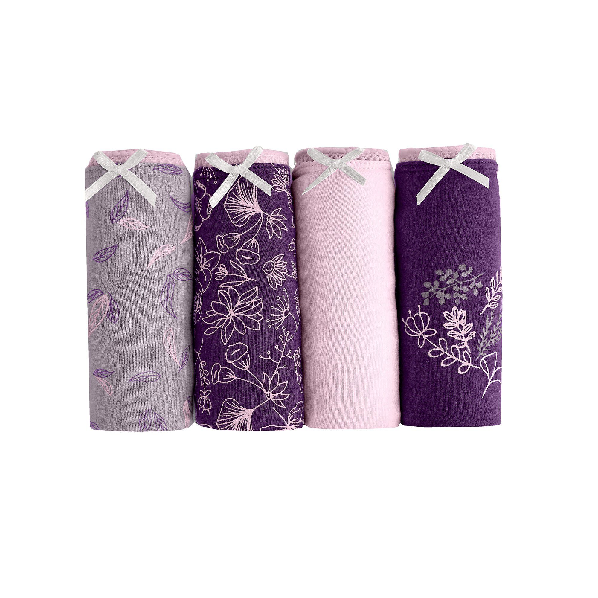 Culotte coton forme midi imprimé motif floral assortis – Lot de 4
