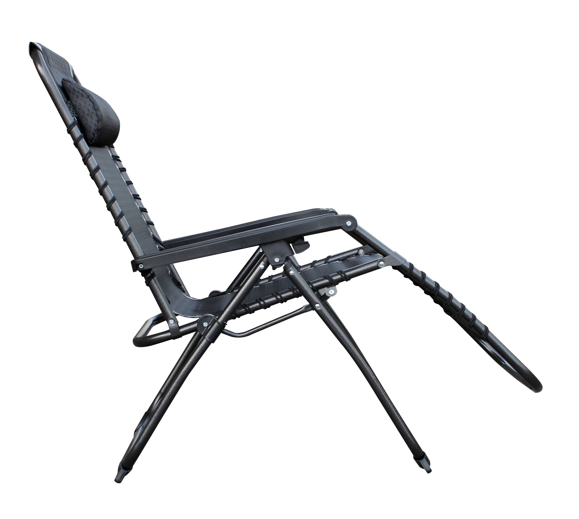 Spetebo Hochlehner Relax Sessel verstellbar mit Kopfkissen - grau, Verstellbarer und klappbarer Garten Liegestuhl