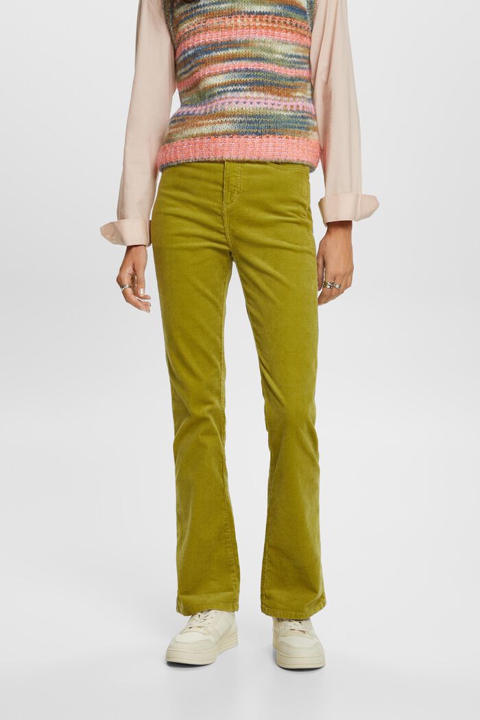 Cordhose mit Bootcut-Schnitt und hohem Bund