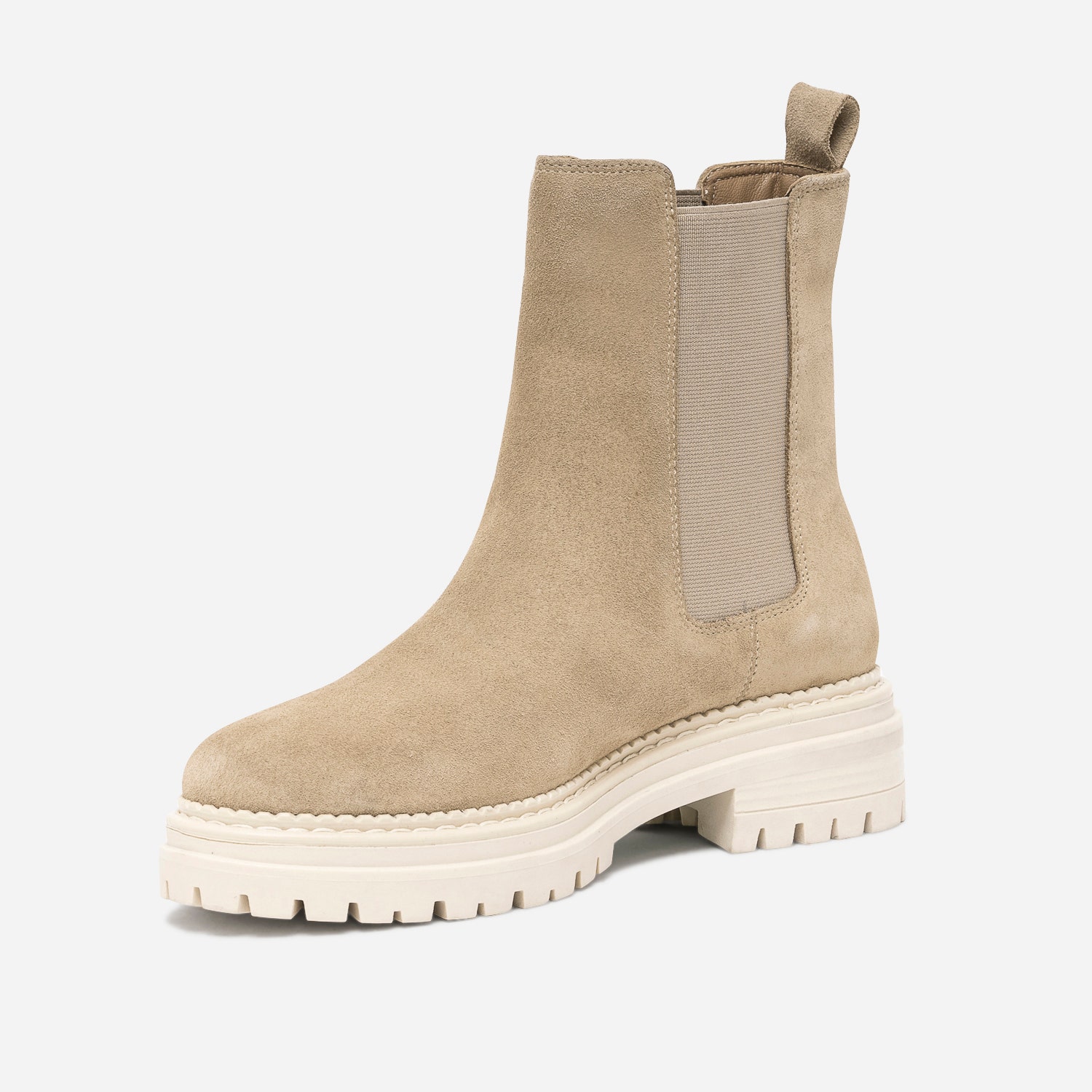 Chelsea boots TEXTO beige en cuir velours cranté