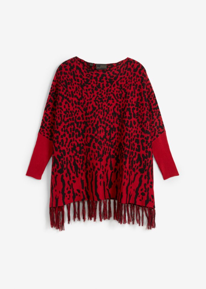 Poncho-Pullover mit Animal-Design