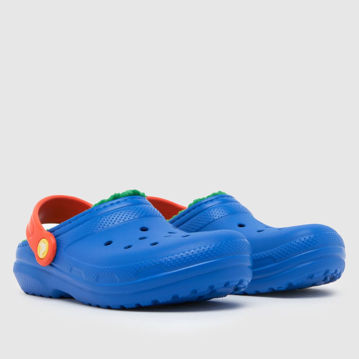 Crocs blå multifärgade klassiska fodrade träskor för pojkar och juniorsandaler
