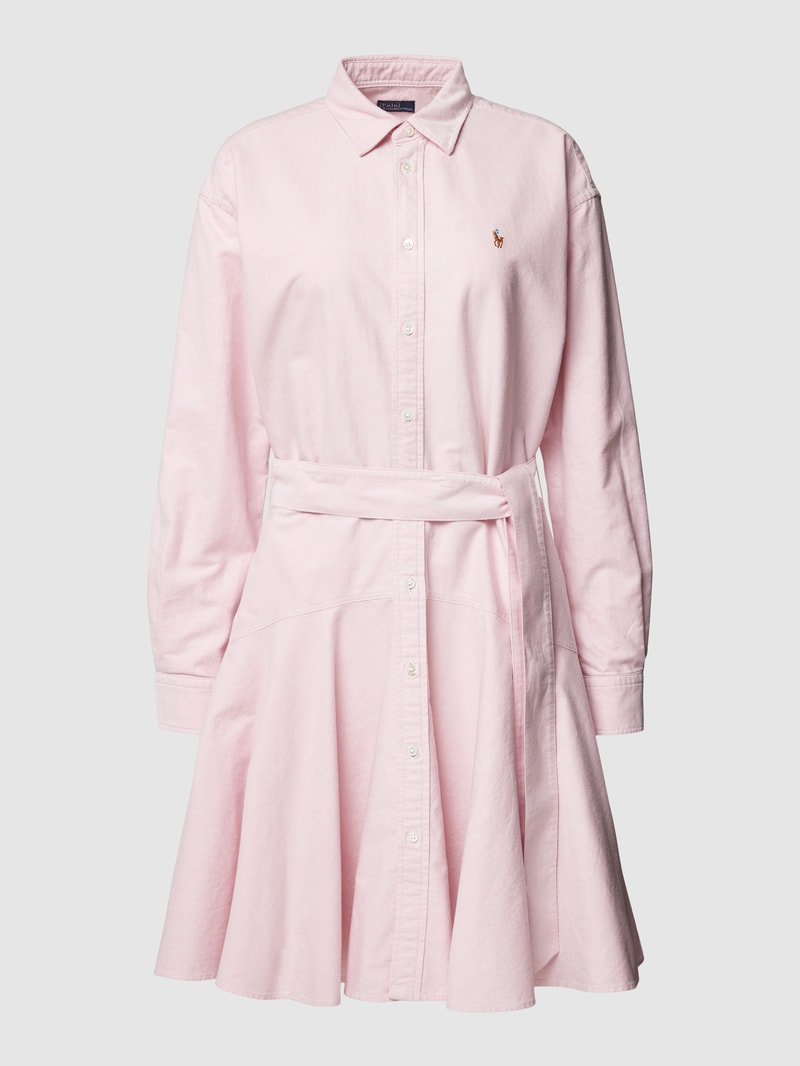 Knielanges Kleid mit Label-Stitching in pink
