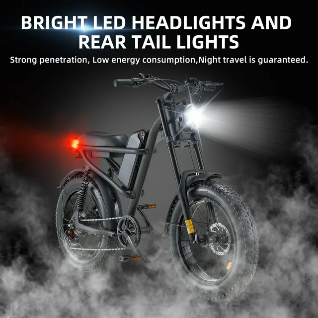 Ridingtimes Z8 Snow Ebikes for Adults, 20 Fat Tire, 1500W Motor, 28Mph, 6 Layer Full Suspension