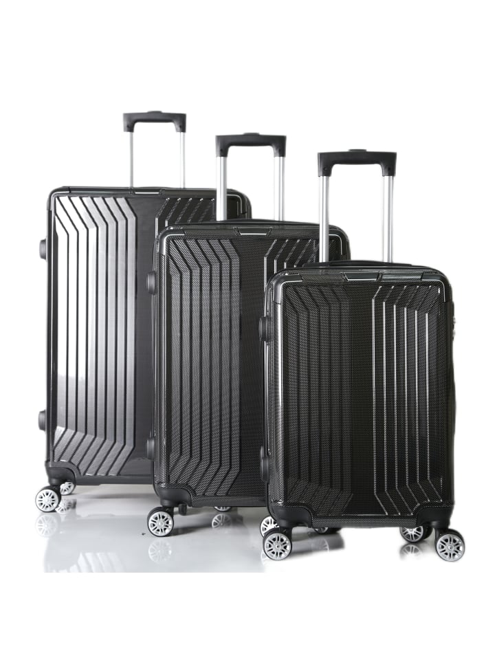 Cheffinger Koffer 3 tlg Trolley Set Kofferset Gepäck Polycarbonat in Schwarz günstig kaufen onesize