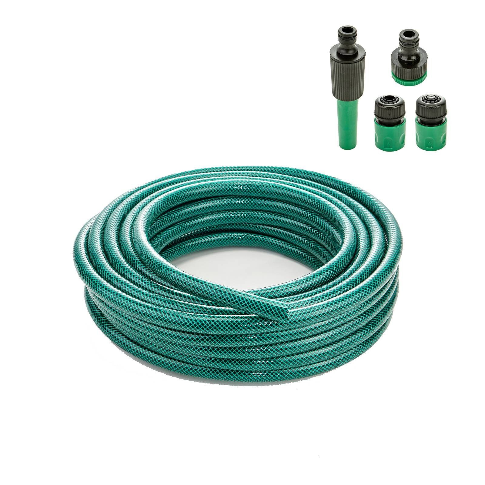 HOMECALL Bewässerungsschlauch Gartenschlauch Wasserschlauch PVC Schlauch 15/30/50M, 1/2 zoll, flexibel, verstärkter, knickgeschutzt, Starter-Set mit Anschlüssen und Spritzpistole für den Außenbereich