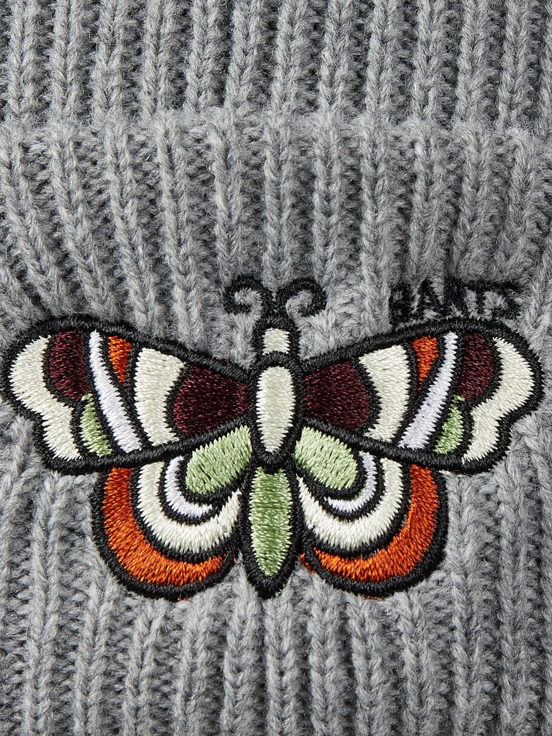 Beanie mit Stickerei Modell 'Alici' in mittelgrau