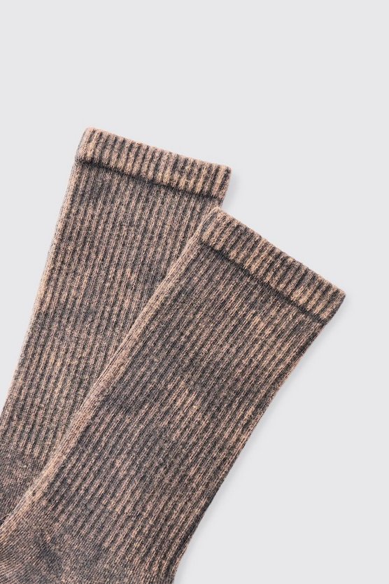 Gerippte Sportsocken mit Acid-Waschung