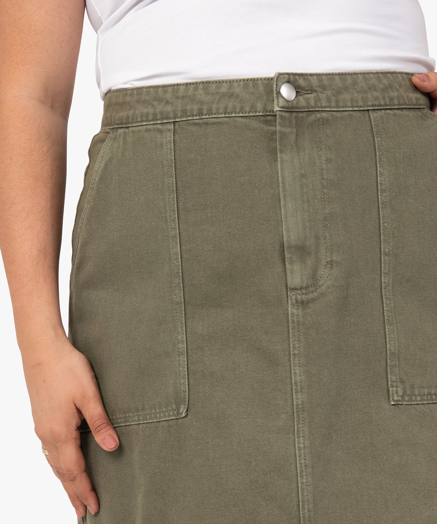 Jupe femme grande taille en toile coupe droite vert clair | GEMO