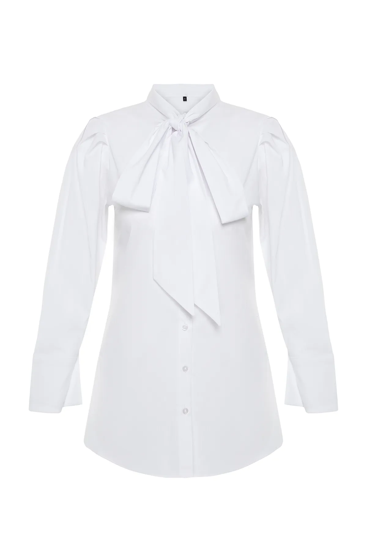 Trendyol Modest  Weißes, gewebtes Hemd mit Kragen und Krawattendetail TCTSS24TG00002