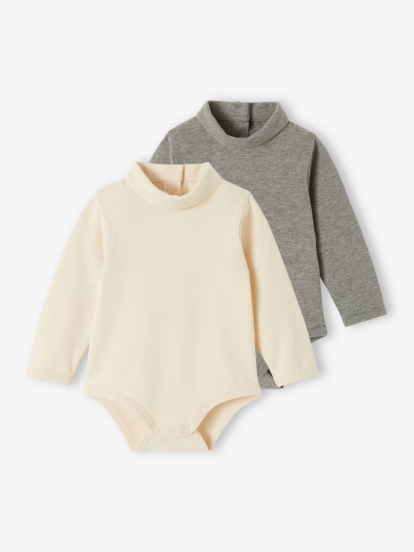Vertbaudet 2er-Pack Baby Bodys mit Rollkragen Oeko-Tex - wollweiß