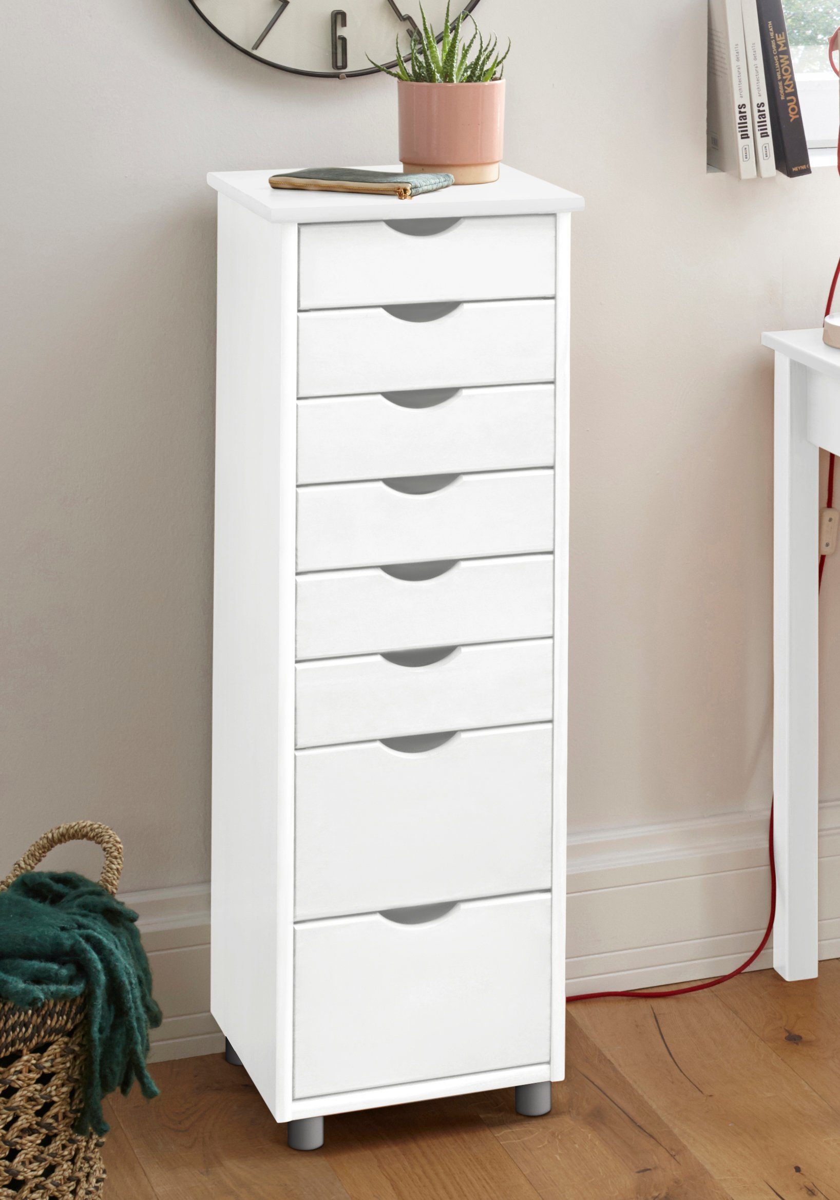 INOSIGN Kommode Gava, massives Kiefernholz, mit vielen Stauraummöglichkeiten, Breite 34 cm